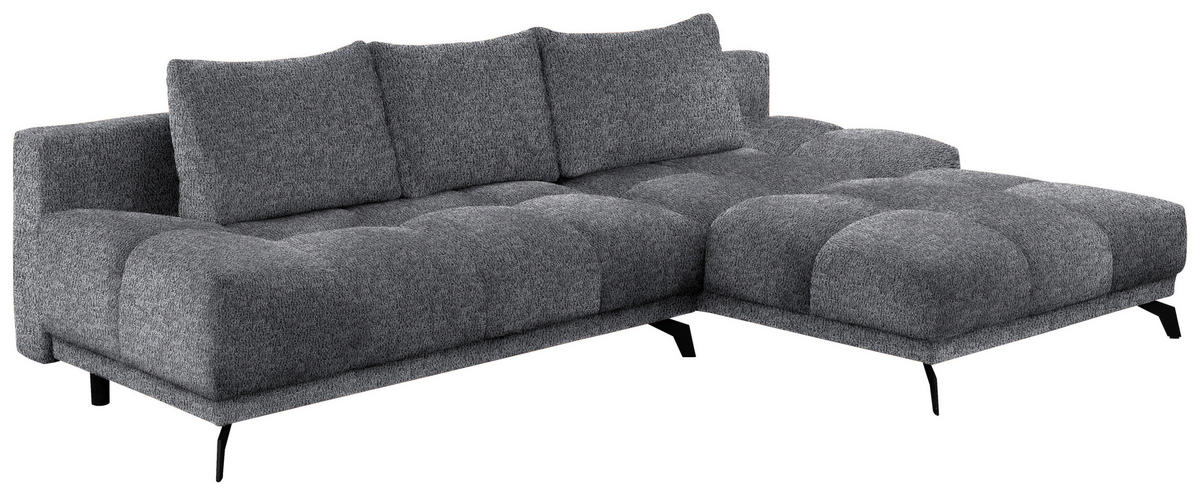 ECKSOFA in Chenille Dunkelgrau  - Dunkelgrau/Schwarz, Modern, Textil/Metall (290/182cm) - Hom`in