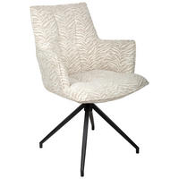 ARMLEHNSTUHL  Stoffauswahl, Sitzfläche 360° drehbar, automatische Rückholfunktion Jacquard  Weiss, Beige  - Weiss/Beige, Design, Textil/Metall (59/89,5/63cm) - Novel