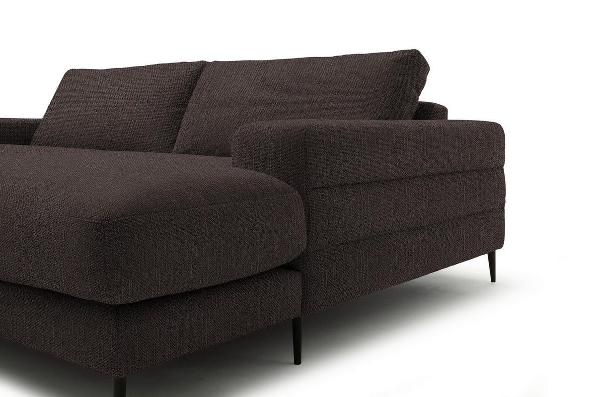 ECKSOFA in Flachgewebe Braun  253/177 cm  - Schwarz/Braun, Design, Textil/Metall (253/177cm) - Dieter Knoll