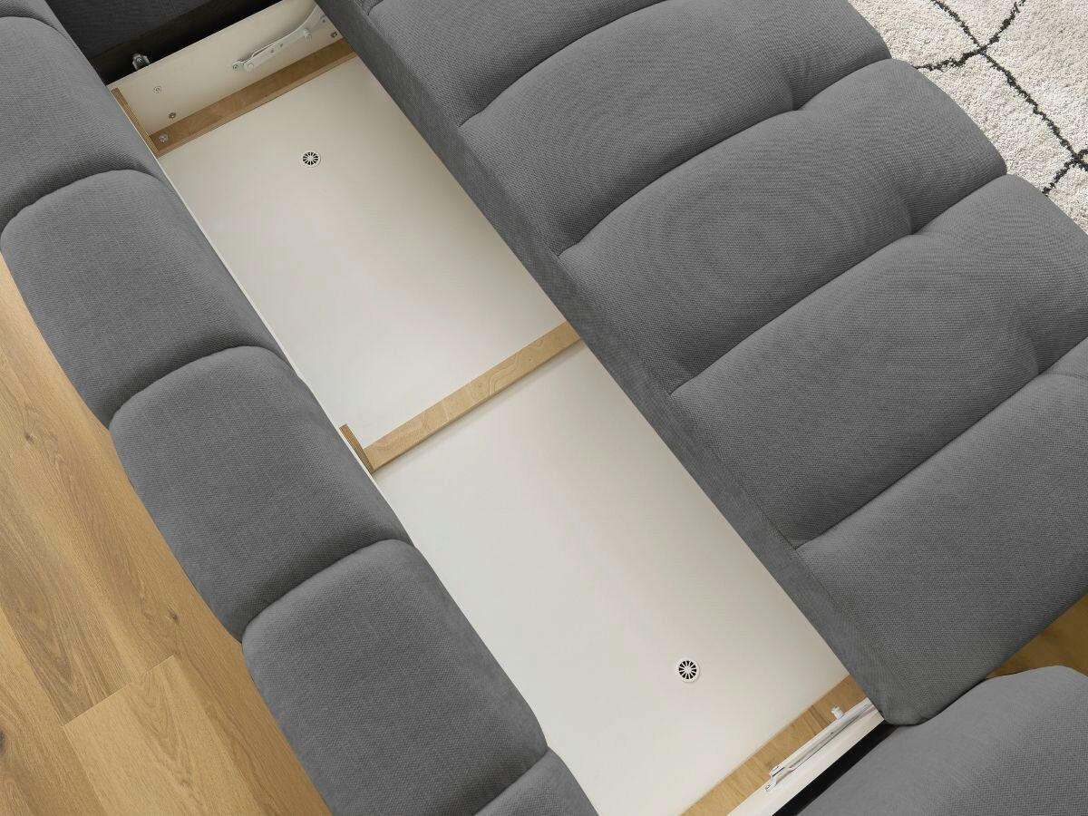 SCHLAFSOFA FUJI Leinenoptik Dunkelgrau  inkl.  - Dunkelgrau/Schwarz, MODERN, Kunststoff/Textil (251/113/88cm)