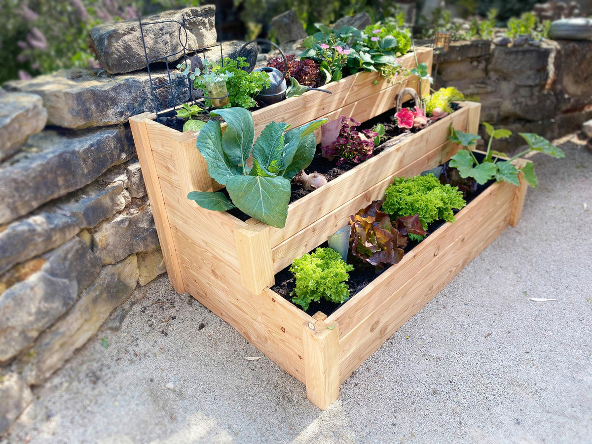 HOCHBEET 76/64/120 cm  - Lärchefarben, Basics, Holz (76/64/120cm)