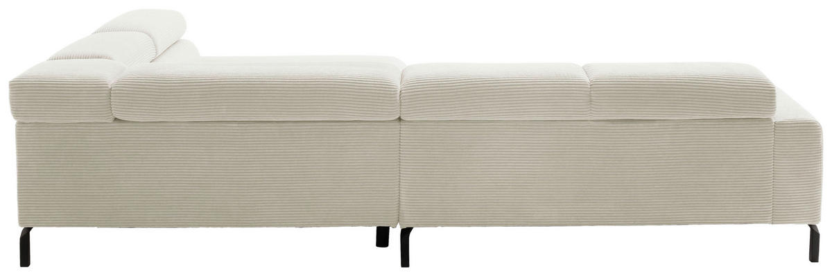 ECKSOFA inkl. Funktion in Cord Creme  - Creme/Schwarz, Modern, Textil/Metall (309/219cm) - Pure Home Lifestyle