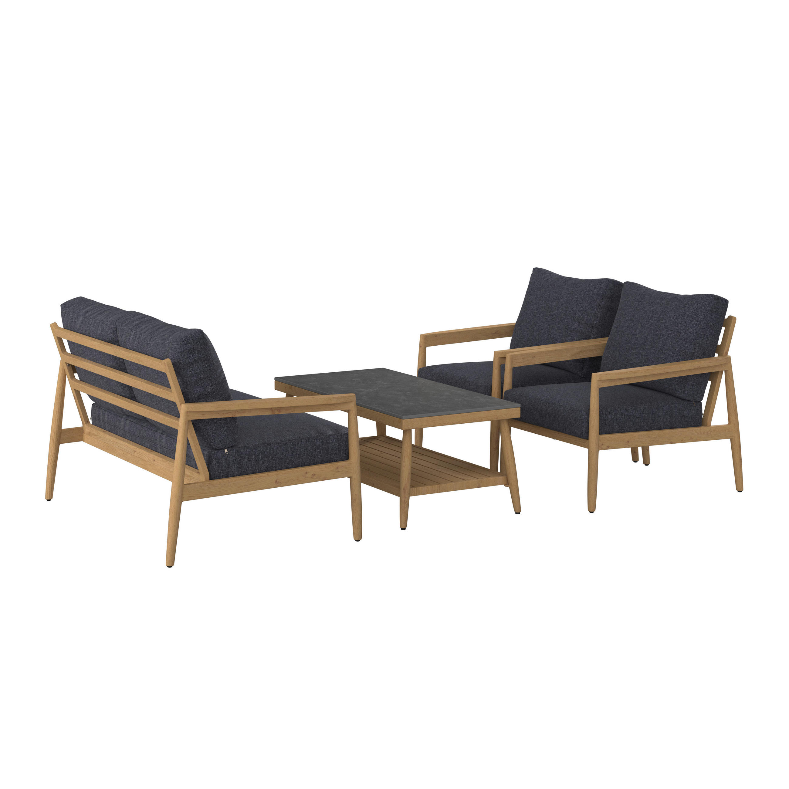 LOUNGE GARNITURA   metal, tekstil, kamen  antracit, boje tikovine    - boje tikovine/antracit, Moderno, kamen/metal (110/135/76cm) - Ambia Garden