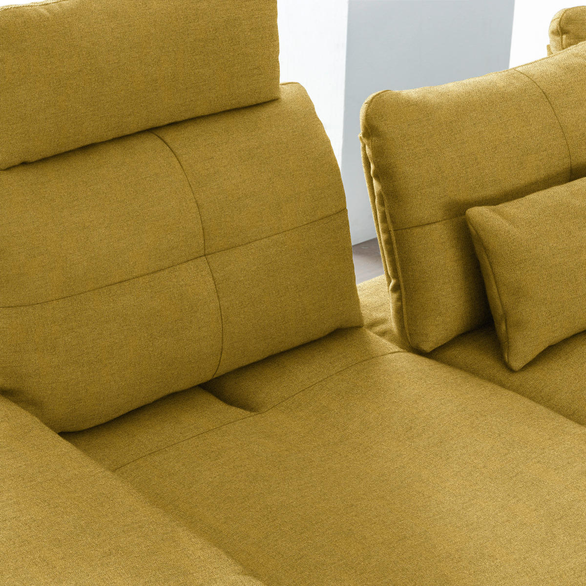 ECKSOFA in Flachgewebe Hellgrün  - Schwarz/Hellgrün, Design, Textil/Metall (344/271cm) - Chilliano