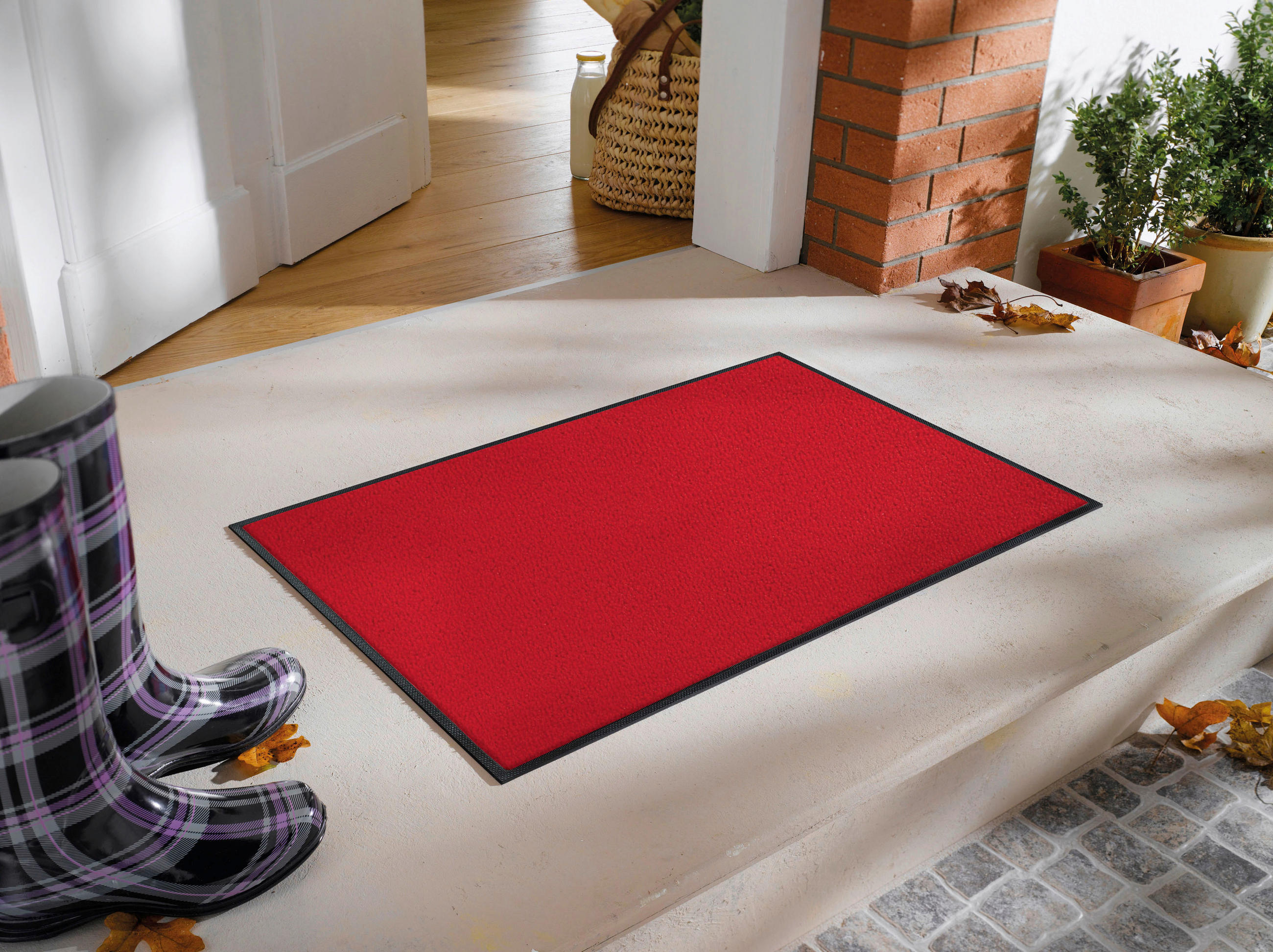FUßMATTE  60/90 cm  Rot  - Rot, KONVENTIONELL, Kunststoff/Textil (60/90cm) - wash+dry