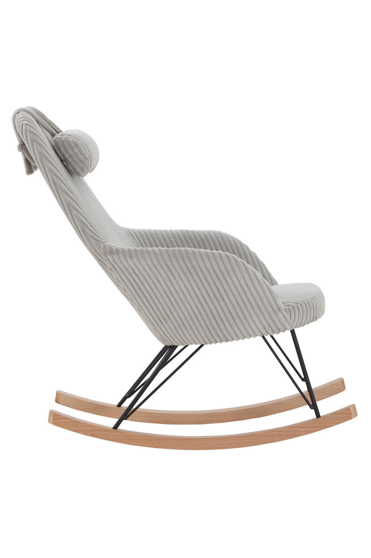 SCHAUKELSTUHL in Cord Grau  - Eichefarben/Grau, MODERN, Holz/Textil (102/109/66cm) - Livetastic