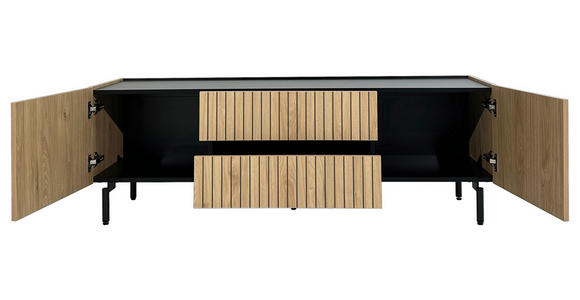 LOWBOARD LINO in 150/50/40 cm - Eichefarben/Schwarz, Design, Holzwerkstoff/Metall (150/50/40cm) - Xora