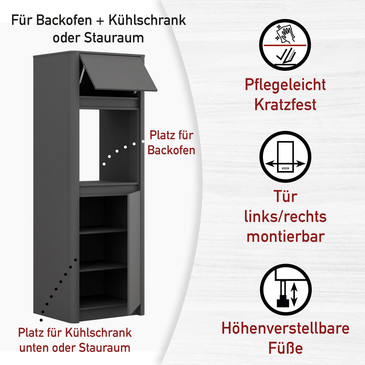 GERÄTEUMBAUSCHRANK 74/215/60 cm  in Anthrazit  - Anthrazit, MODERN, Holzwerkstoff (74/215/60cm) - home24
