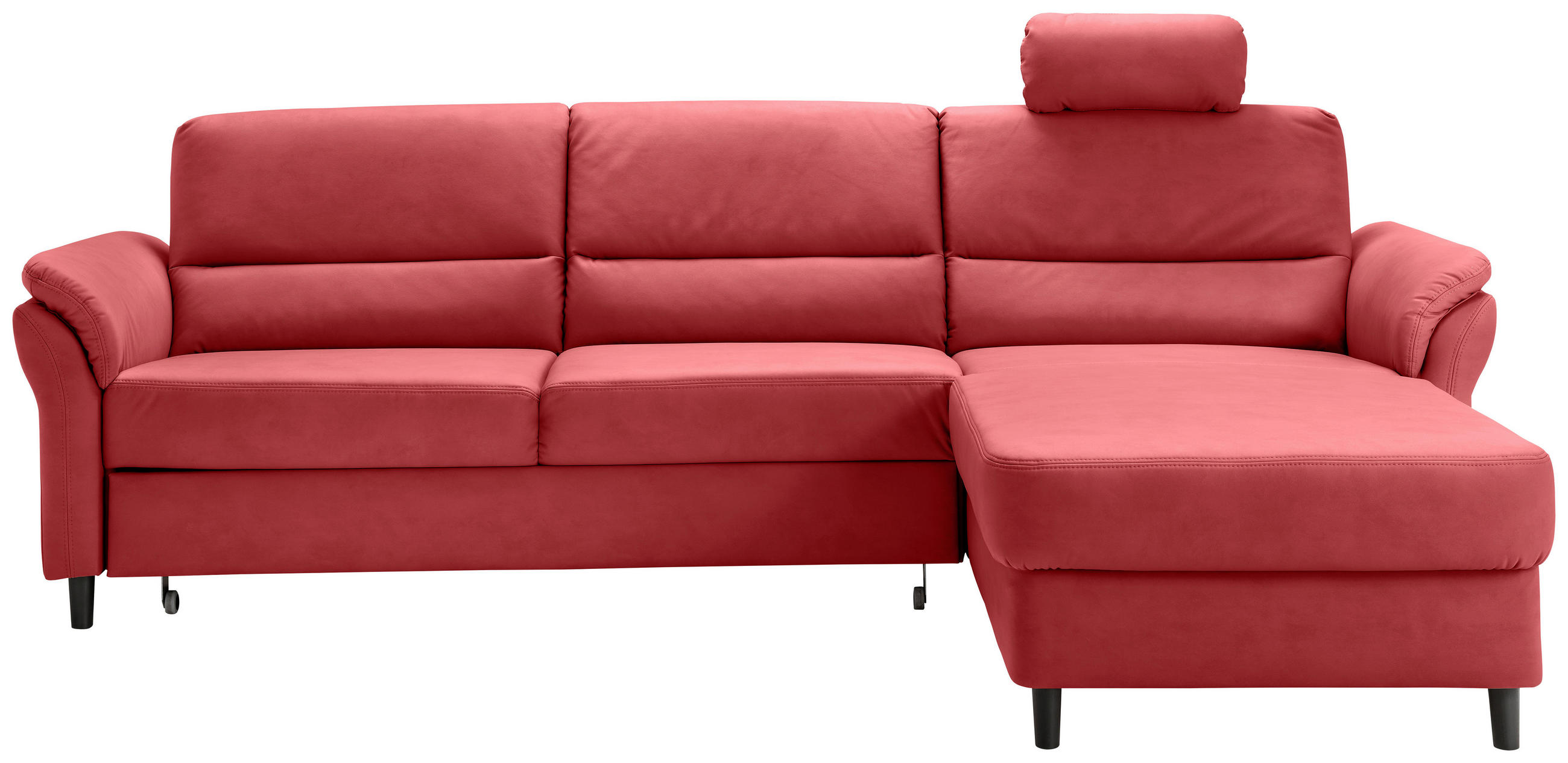 ECKSOFA Rot Lederlook  - Rot/Schwarz, MODERN, Holz/Textil (279/176cm) - Livetastic