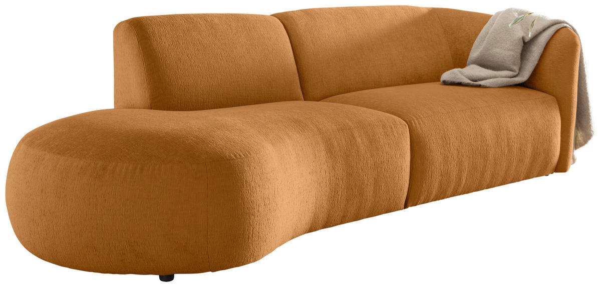 ECKSOFA in Mikrofaser Goldfarben  - Goldfarben/Schwarz, Modern, Kunststoff/Textil (107/238cm) - Livetastic