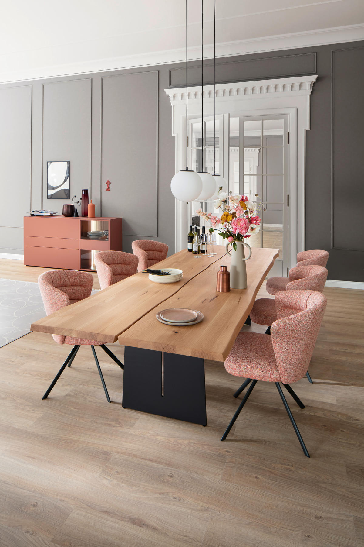 ESSTISCH in Holz, Metall 250/110/75 cm  - Eichefarben/Anthrazit, Design, Holz/Metall (250/110/75cm) - Schöner Wohnen