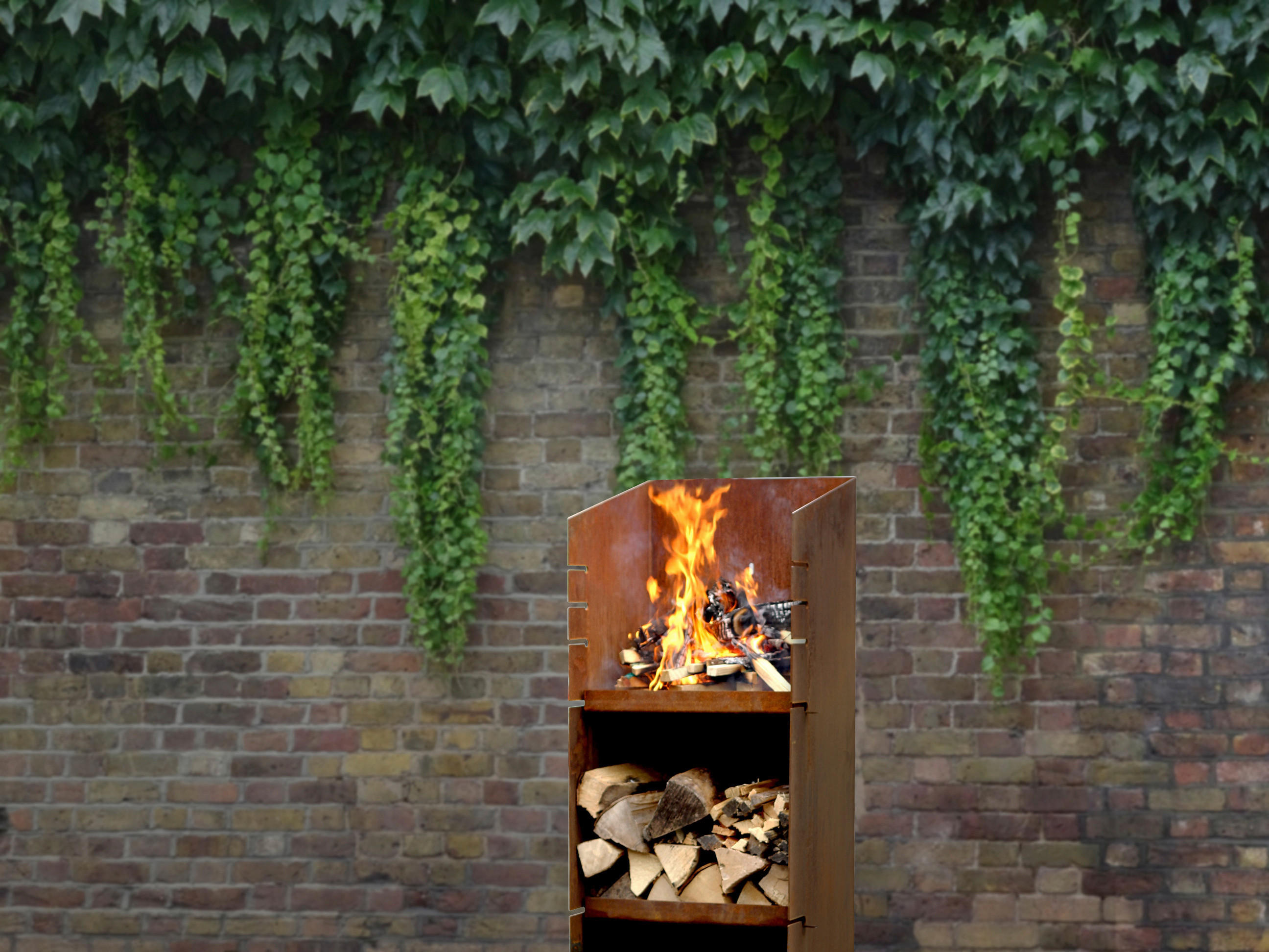 HOLZKOHLEGRILL - Rostfarben, Design, Metall (51/45/125cm) - Nouvel