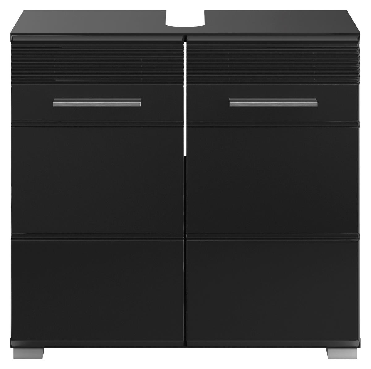 WASCHBECKENUNTERSCHRANK 60/56/34 cm  - Schwarz Hochglanz/Schwarz, MODERN, Holzwerkstoff/Kunststoff (60/56/34cm) - MID.YOU