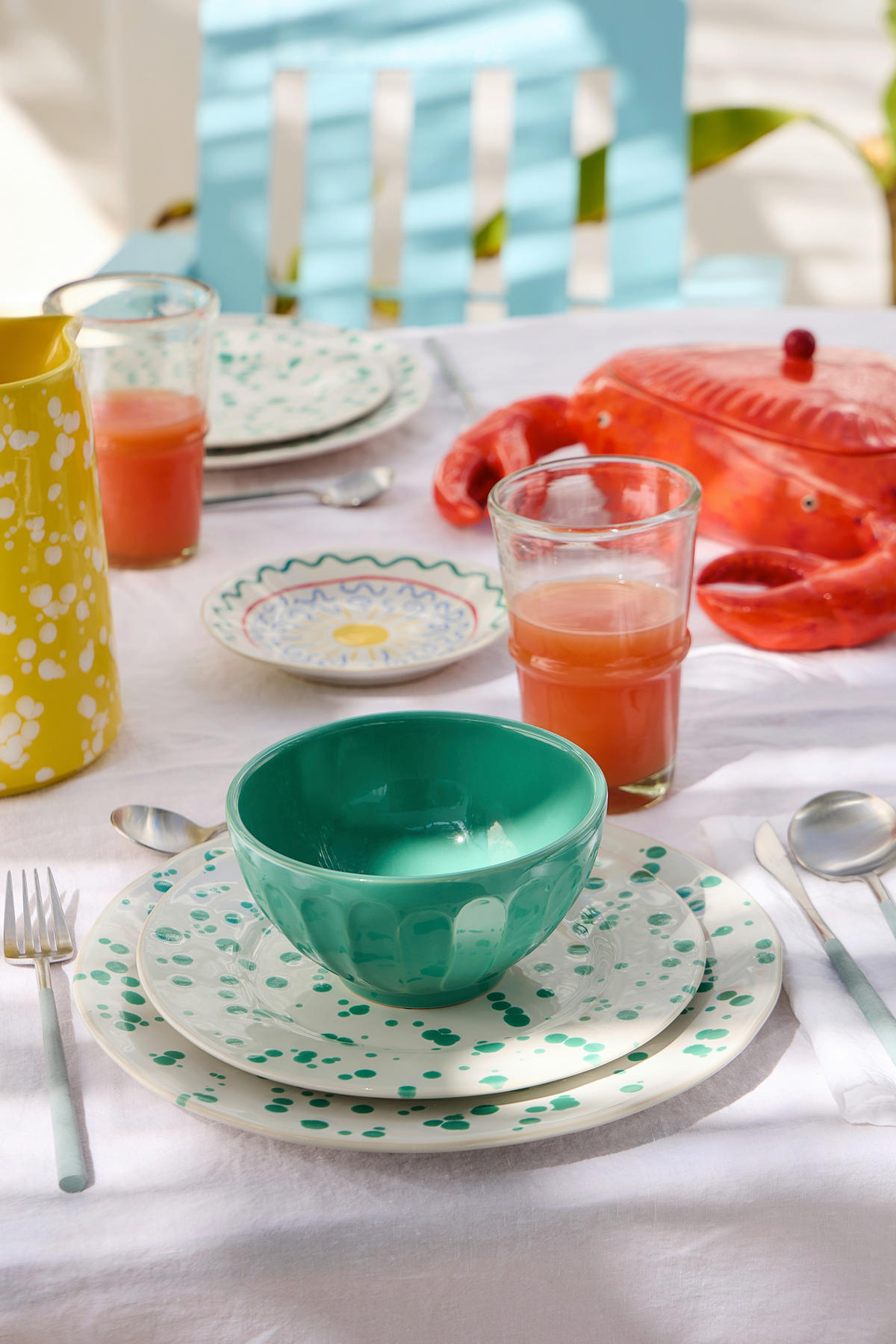 KOMBISERVICE Blau, Weiß Hochglanz RAFAELA 4-teilig 1 Personen  - Blau/Weiß Hochglanz, Basics, Keramik - Costa Nova