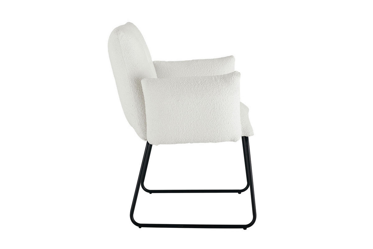 ŽIDLE S PODRUČKAMI, buklé, bílá - bílá/černá, Moderní, kov/textil (73,5/87/64,5cm) - Livetastic