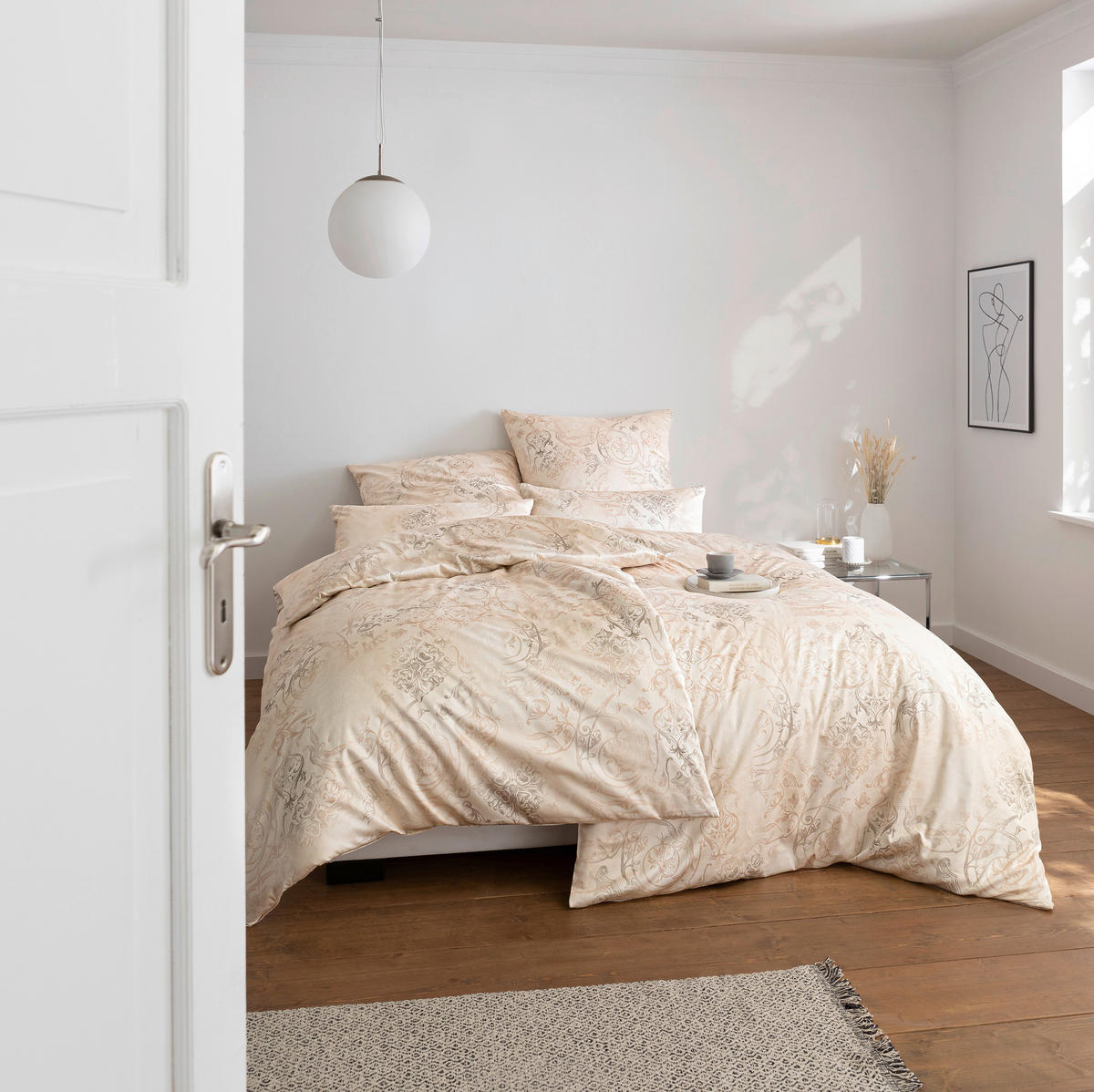 BETTWÄSCHESET Svizzera Satin 200/210 cm  65 cm/100 cm  - Sandfarben, Basics, Textil (200/210cm) - Estella