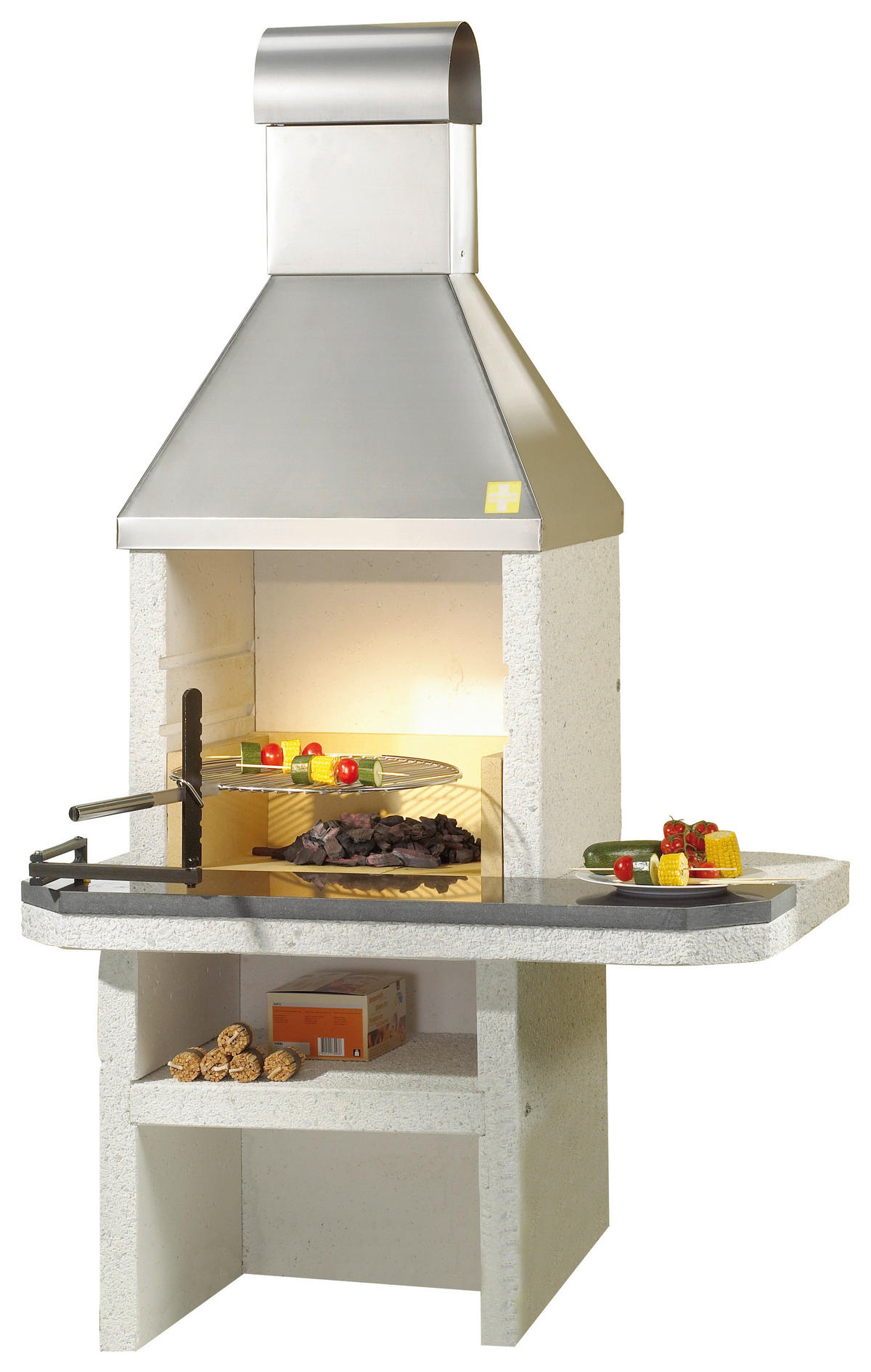 HOLZKOHLEGRILL - Weiss, Design, Stein (110/180/80cm) - Nouvel