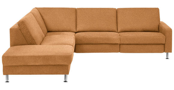 ECKSOFA in Mikrofaser Hellbraun 242/275 cm - Hellbraun/Alufarben, Design, Textil/Metall (242/275cm) - Dieter Knoll