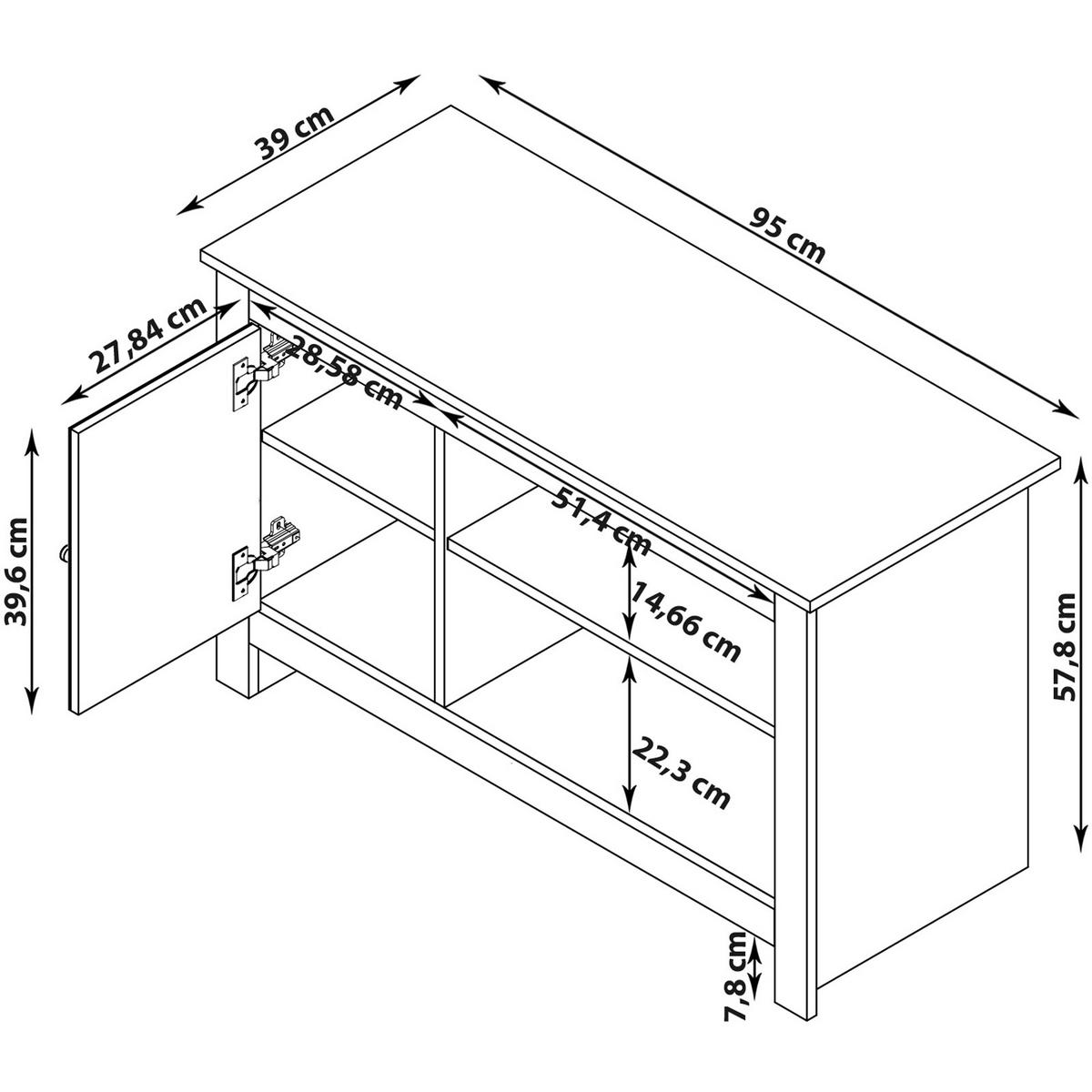 LOWBOARD Emerald   in 95/58/39 cm  - Silberfarben/Sonoma Eiche, Design, Holzwerkstoff/Metall (95/58/39cm) - MID.YOU