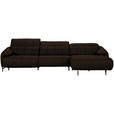 ECKSOFA in Echtleder Dunkelbraun  313/165 cm  - Dunkelbraun/Schwarz, Design, Leder/Metall (313/165cm) - Emilio Belluti