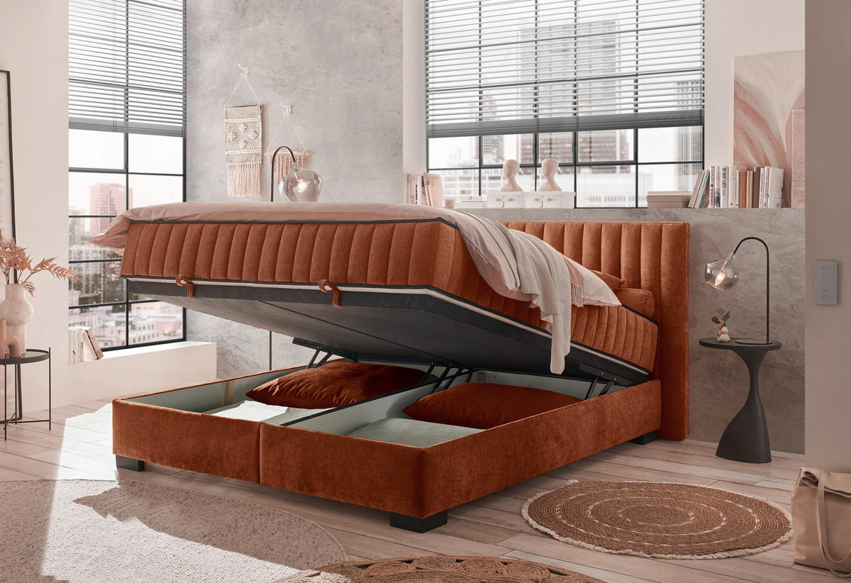 BOXBETT 180/200 cm  in Cognac  - Cognac/Schwarz, MODERN, Holzwerkstoff/Kunststoff (180/200cm) - MID.YOU
