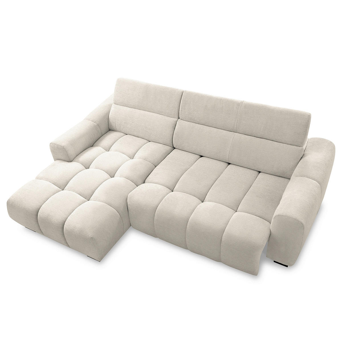 ECKSOFA  Webstoff Weiss  - Weiss/Schwarz, Design, Kunststoff/Textil (177/274cm) - Livetastic