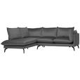 ECKSOFA in Samt Dunkelgrau  - Dunkelgrau/Schwarz, Design, Textil/Metall (200/241cm) - Carryhome