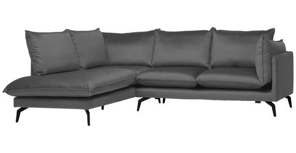 ECKSOFA in Samt Dunkelgrau  - Dunkelgrau/Schwarz, Design, Textil/Metall (200/241cm) - Carryhome