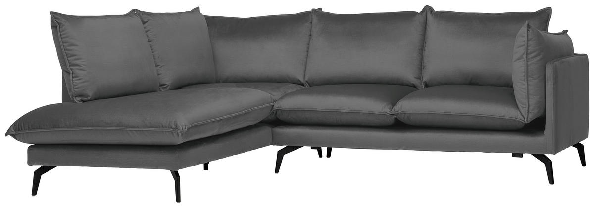 ECKSOFA Dunkelgrau Samt  - Dunkelgrau/Schwarz, Design, Textil/Metall (200/241cm) - Carryhome