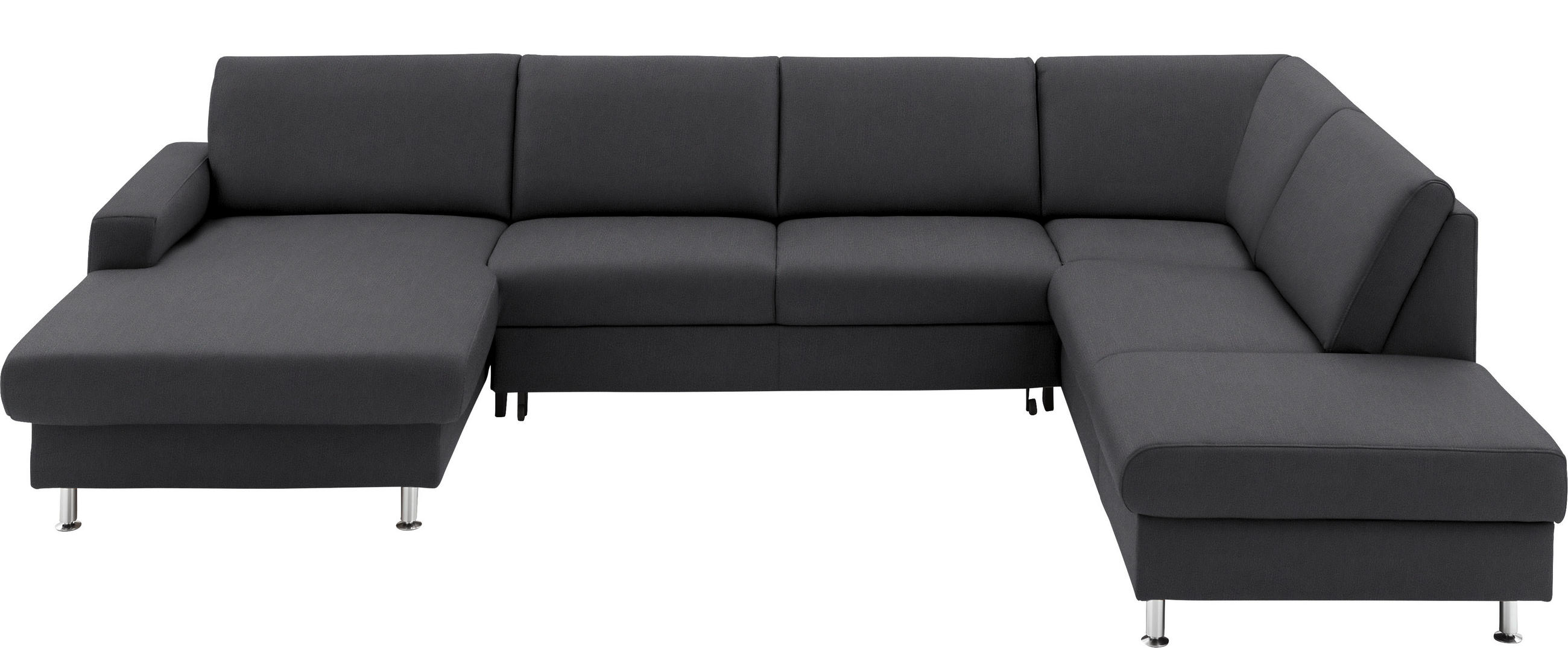 WOHNLANDSCHAFT in Echtleder Anthrazit  - Anthrazit/Alufarben, Design, Leder/Metall (165/339/233cm) - Beldomo Premium