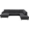 WOHNLANDSCHAFT in Echtleder Anthrazit  - Anthrazit/Alufarben, Design, Leder/Metall (165/339/233cm) - Beldomo Premium