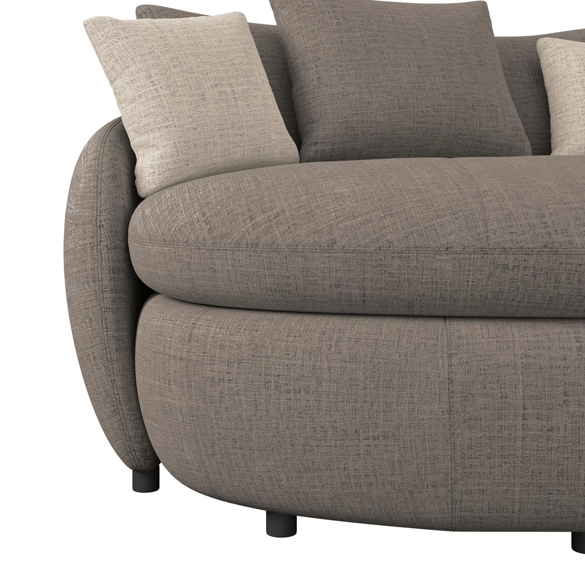 MEGASOFA Chenille Braun  - Schwarz/Braun, Trend, Kunststoff/Textil (238/80/140cm) - MID.YOU