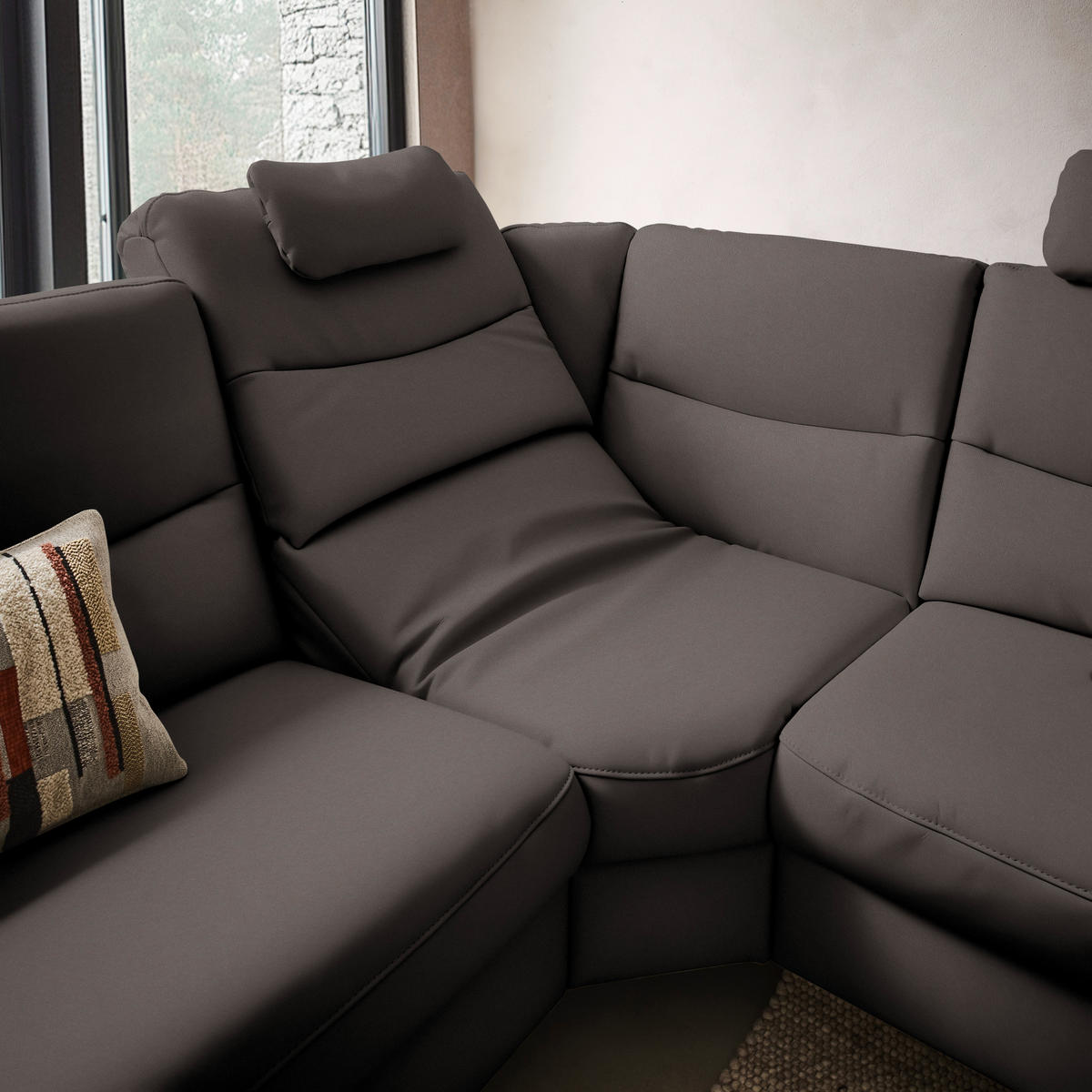 ECKSOFA in Echtleder Dunkelbraun  280/249 cm  - Anthrazit/Dunkelbraun, Design, Leder/Metall (280/249cm) - Himolla Komfortklass