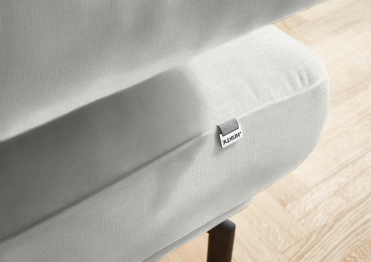 ECKSOFA in Chenille Ecru  - Ecru/Schwarz, Design, Textil/Metall (305/224cm) - Dieter Knoll