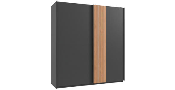 SCHWEBETÜRENSCHRANK  in Graphitfarben, Eiche Artisan  - Schwarz/Graphitfarben, Trend, Holzwerkstoff/Metall (180/198/65cm) - Carryhome