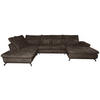 WOHNLANDSCHAFT Mokka Struktur  - Schwarz/Mokka, KONVENTIONELL, Textil/Metall (253/357/188cm) - Carryhome