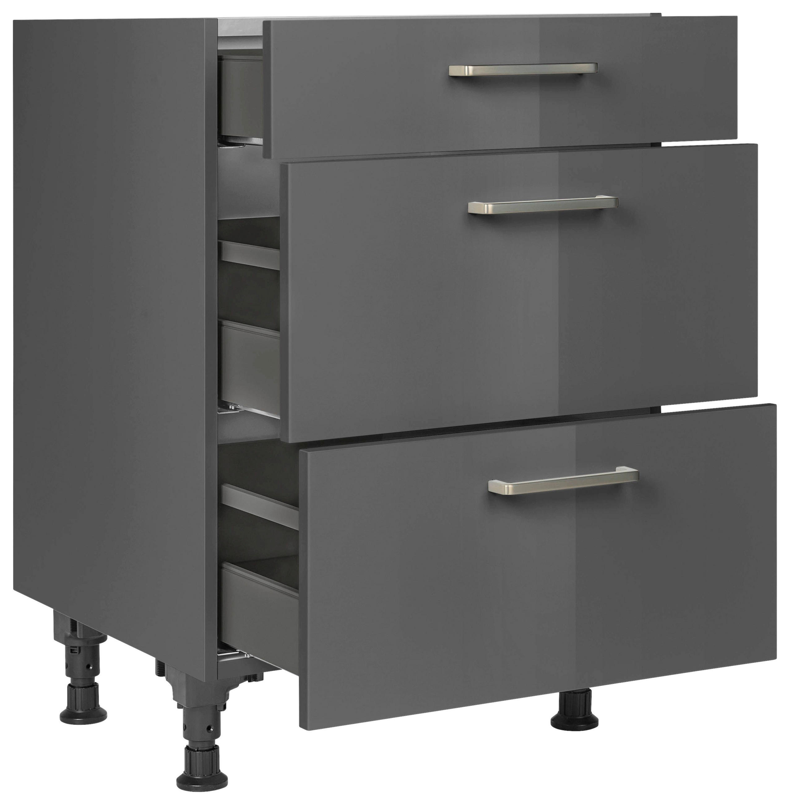 SCHUBKASTENUNTERSCHRANK 60/87/56 cm in Schieferfarben - Schieferfarben/Edelstahlfarben, MODERN, Holzwerkstoff/Metall (60/87/56cm) - Nobilia