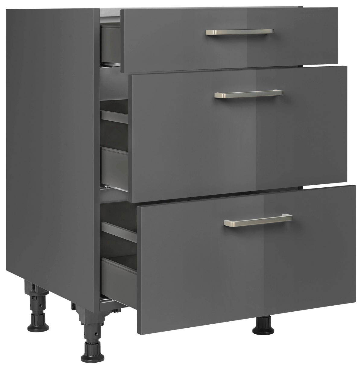SCHUBKASTENUNTERSCHRANK 60/87/56 cm  in Schieferfarben  - Schieferfarben/Edelstahlfarben, MODERN, Holzwerkstoff/Metall (60/87/56cm) - Nobilia