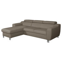 ECKSOFA in Lederlook Echtleder Taupe  - Taupe/Chromfarben, Design, Leder/Textil (176/242cm) - Livetastic