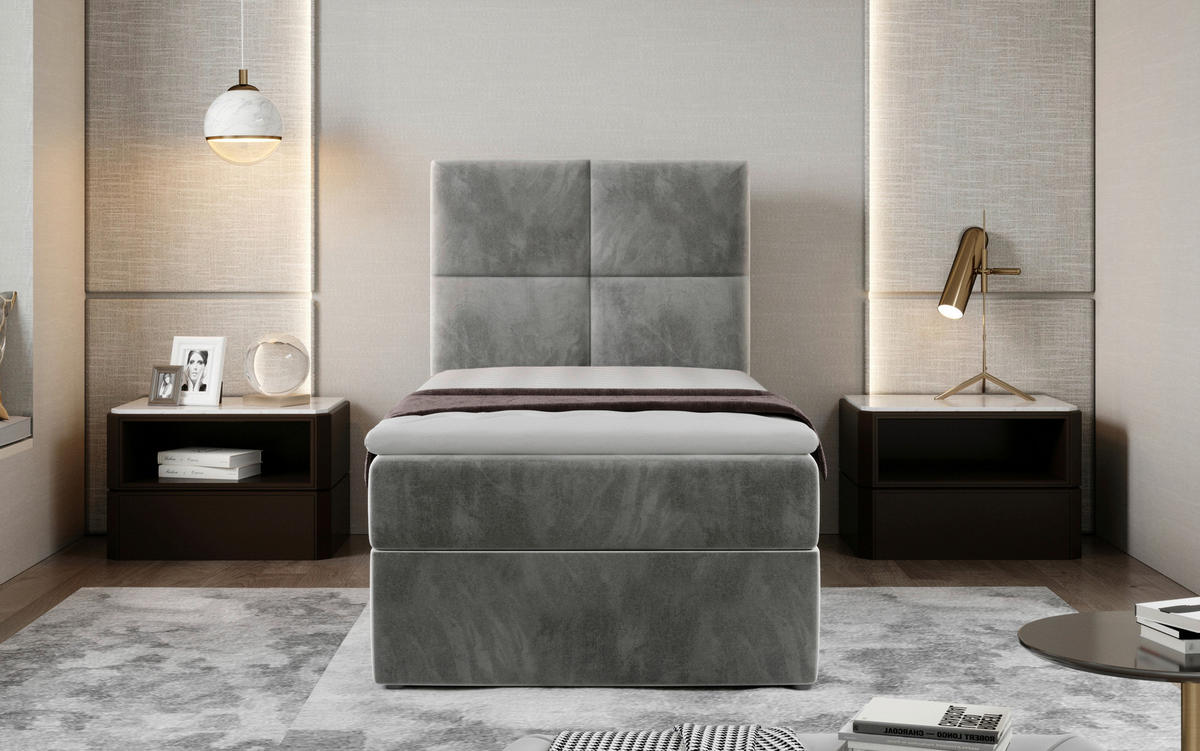 BOXBETT 90/200 cm  in Beige  - Beige/Silberfarben, Modern, Holz/Kunststoff (90/200cm) - MID.YOU