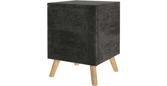 NACHTSCHRANK 40/60/40 cm Eiche vollmassiv - Eichefarben/Schwarz, Design, Holz/Textil (40/60/40cm) - Esposa