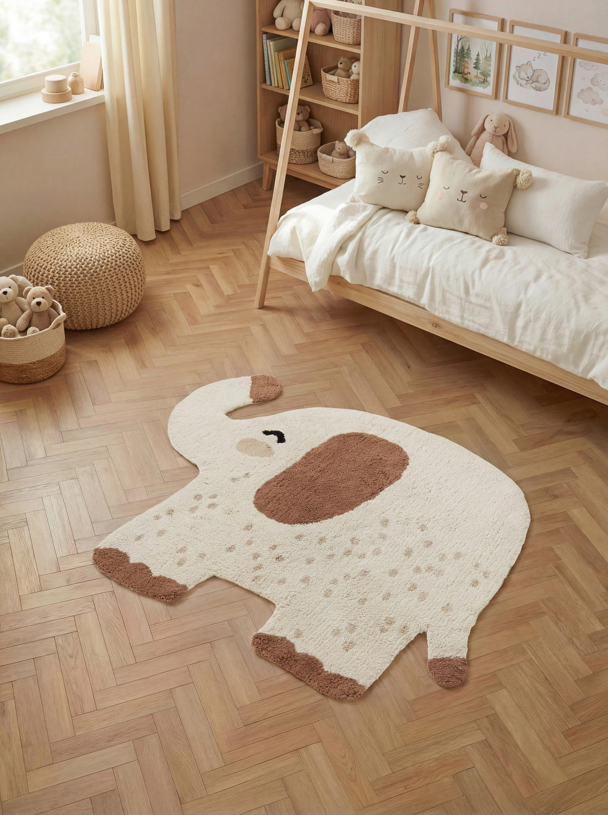 KINDERTEPPICH 95/120 cm Snuggle Emmi Elefant  - Multicolor/Creme, Basics, Kunststoff/Textil (95/120cm) - Hanse Home