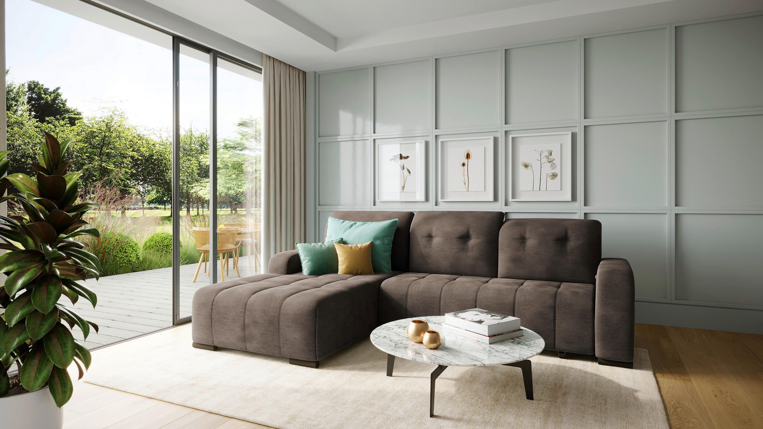 ECKSOFA Dunkelbraun Mikrofaser  - Dunkelbraun/Schwarz, MODERN, Textil/Metall (292/185cm) - Livetastic