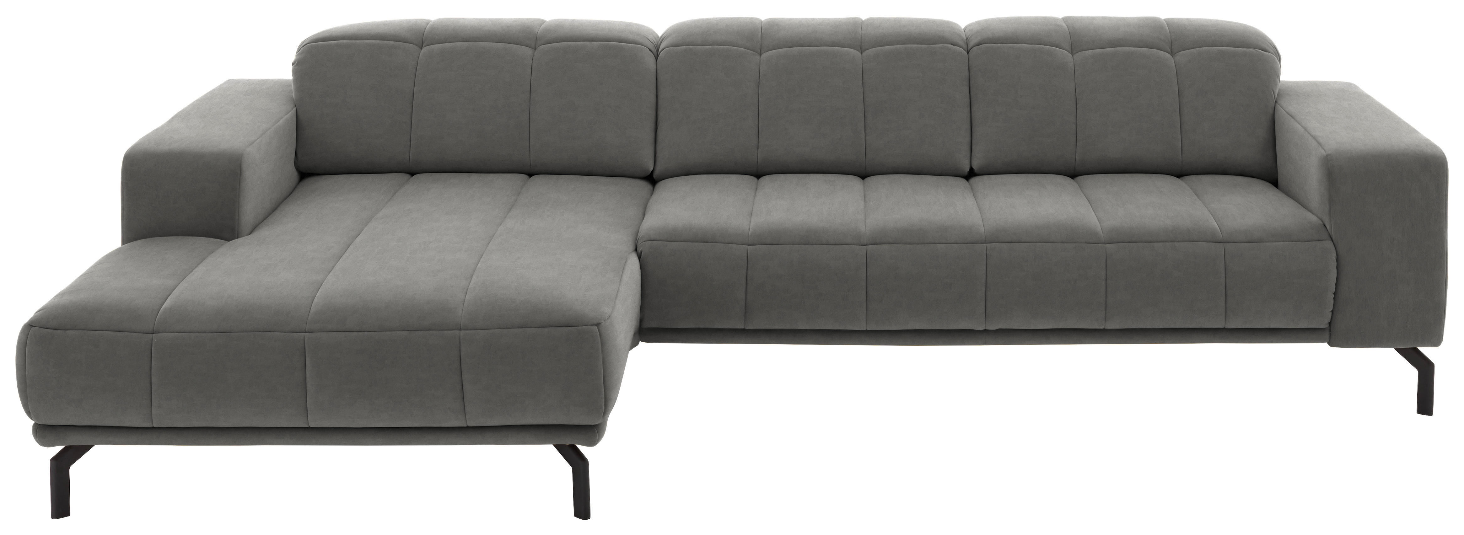 ECKSOFA Hellgrau Velours  - Hellgrau/Schwarz, Design, Textil/Metall (195/293cm) - Beldomo Style