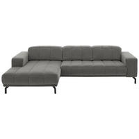 ECKSOFA Hellgrau Velours  - Hellgrau/Schwarz, Design, Textil/Metall (195/293cm) - Beldomo Style