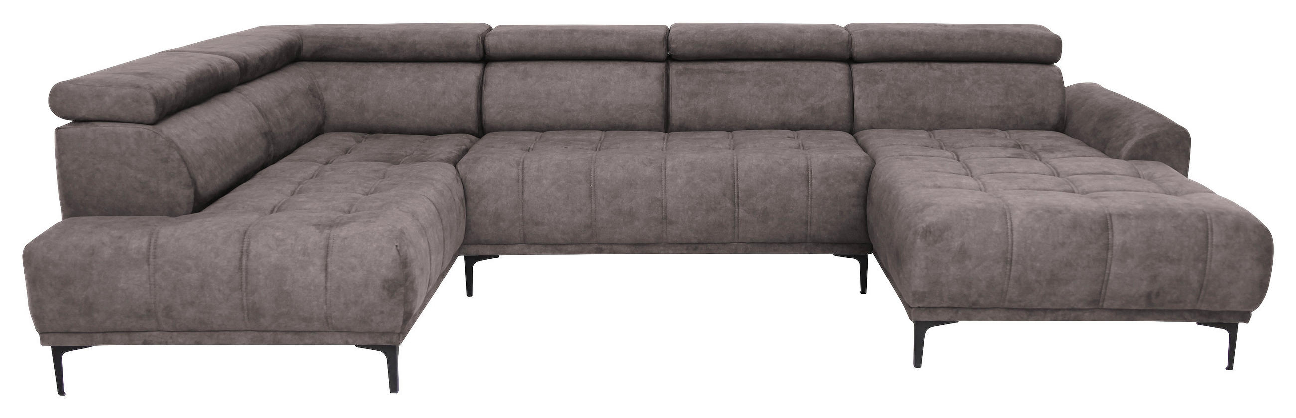 WOHNLANDSCHAFT in Velours Braun  - Schwarz/Braun, Design, Textil/Metall (191/340/172cm) - Stylife