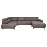 WOHNLANDSCHAFT in Velours Braun  - Schwarz/Braun, Design, Textil/Metall (191/340/172cm) - Stylife