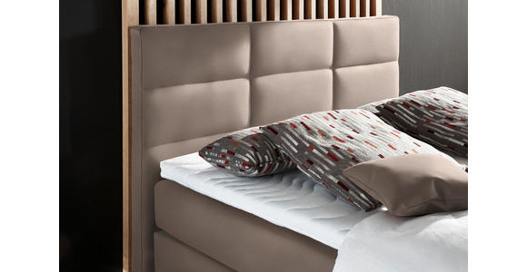 BOXSPRINGBETT 140/200 cm  in Hellbraun  - Hellbraun/Alufarben, KONVENTIONELL, Textil/Metall (140/200cm) - Dieter Knoll