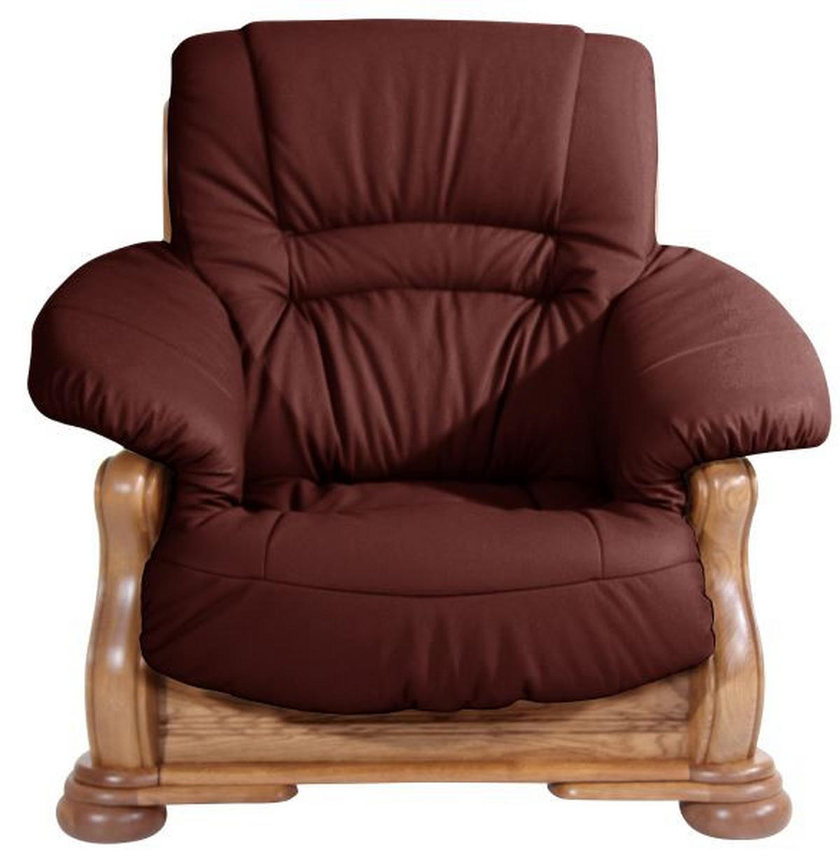 SESSEL in Echtleder Rot  - Eichefarben/Rot, Lifestyle, Leder/Holz (104/95/95cm) - Max Winzer