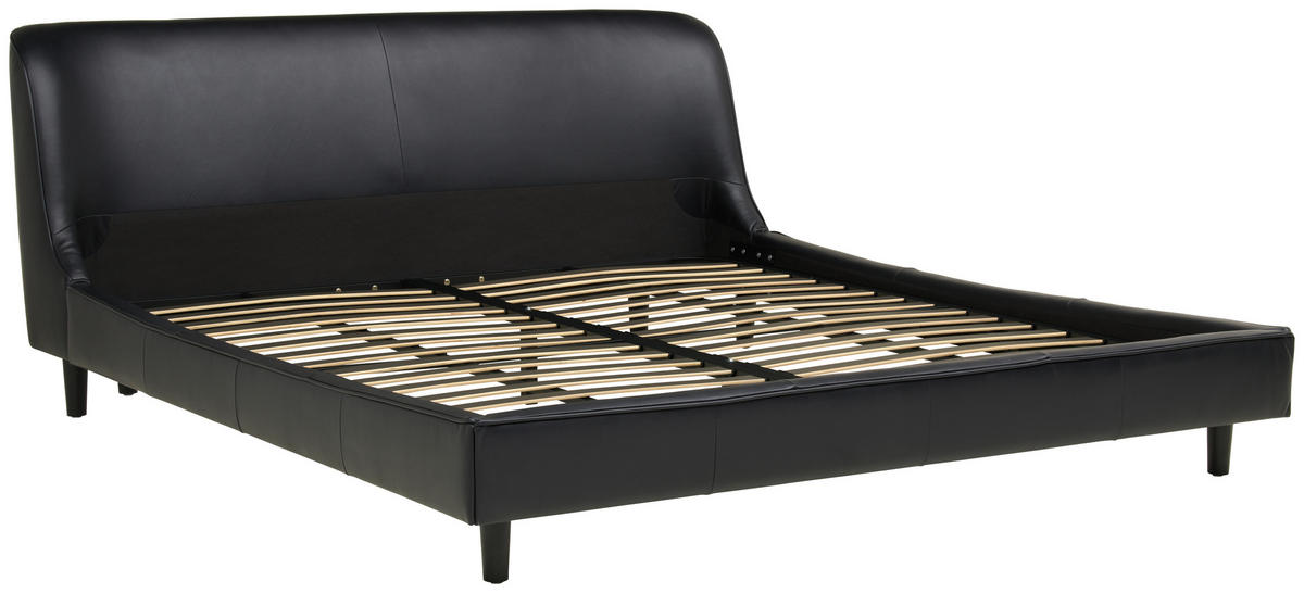 POLSTERBETT 180/200 cm  in Schwarz  - Schwarz, Modern, Leder/Holz (180/200cm) - Livetastic